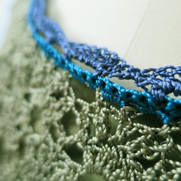 NWT St. Tropez West Crochet Midi Dress Size L Olive/Mossy Green - Picture 13 of 16